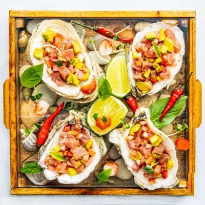 Тартар из тунца с клубникой